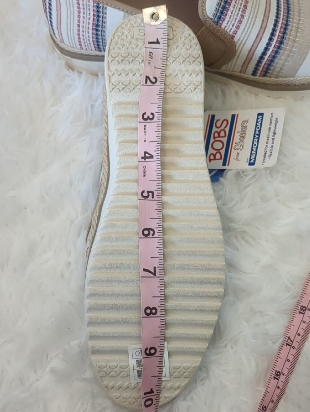 BOBS from Skechers Beige Striped Slip-On Espadrilles Women's Size 9 - Picture 10 of 14